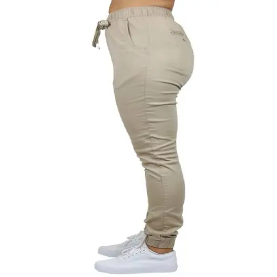 Galaxy By Harvic Loose Fit Stretch Twill Women's Joggers Khaki {4}