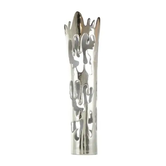 31" Silver Aluminum Drip Vase with Melting Designed Body {3}