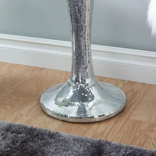 3ft. Silver Polystone Glam Pedestal Table {4}