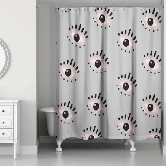 Eyeball Pattern Shower Curtain Gray {3}
