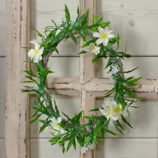 9" Yellow Floral & Foliage Spring Wreath {3}