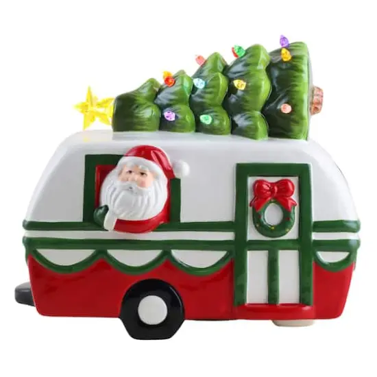 10" Nostalgic Ceramic Santa Camper {1}