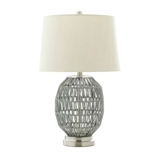 Grey Cotton Coastal Table Lamp, 25" x 15" x 15' {1}