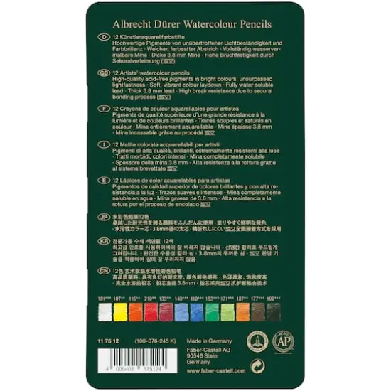 Faber-Castell Albrecht Durer 12 Color Watercolor Pencil Set {6}