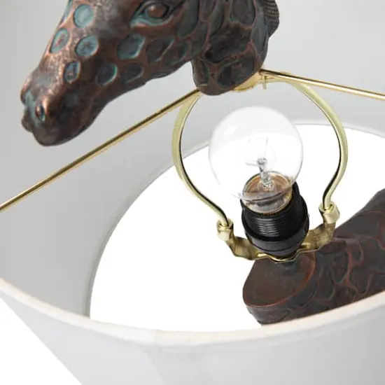 Hello Honey&reg; 28" Bronze Giraffe Table Lamp with Linen Shade {8}