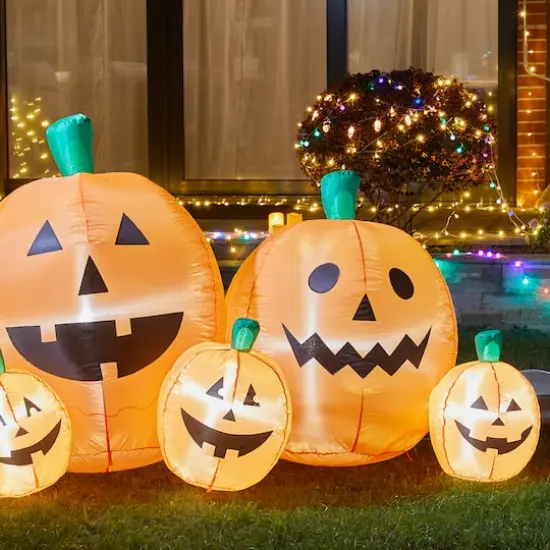 Glitzhome® 8ft. Lighted Inflatable Jack-O-Lantern Pumpkins Décor {4}