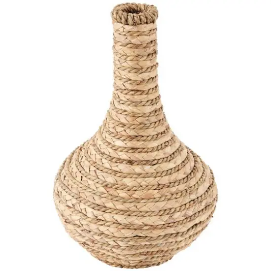 14" Brown Seagrass Handmade Braided Vase {1}
