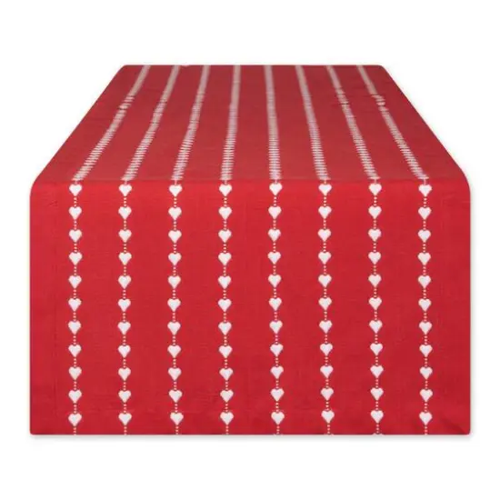 DII&reg; 108" White Hearts Dobby Table Runner {1}