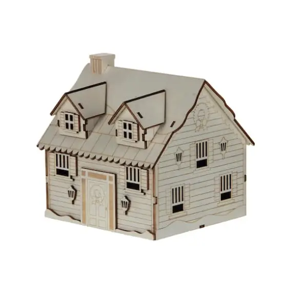 6" Unfinished Snowy House DIY LED Wood D&eacute;cor by Make Market&reg; {4}