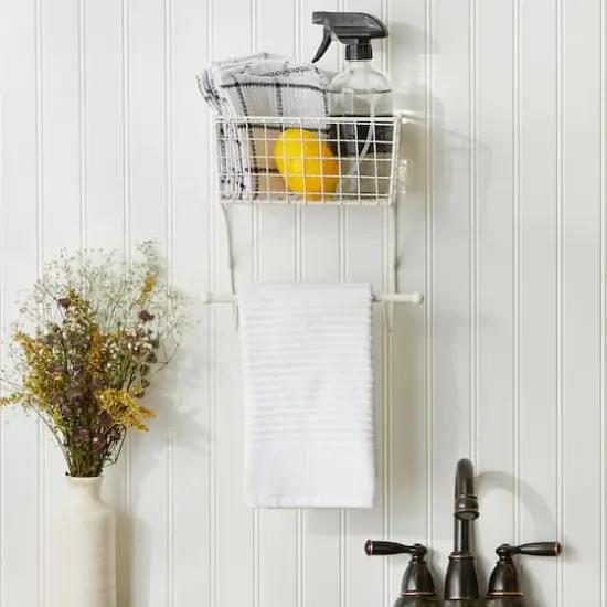 DII&reg; Small Farmhouse Towel Rack Antique White {6}