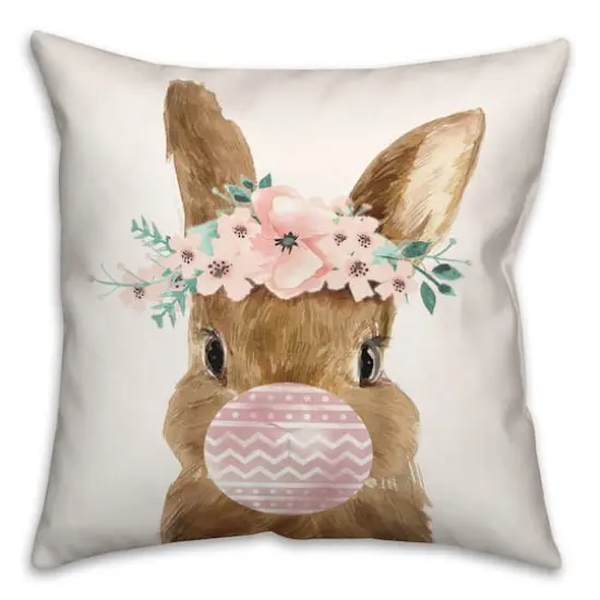 Easter Bunny Bubblegum 18" x 18" Throw Pillow {1}