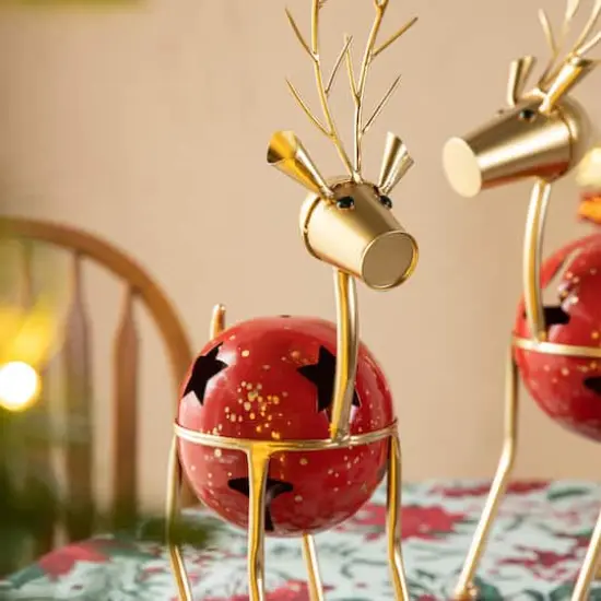 Glitzhome&reg; Christmas Reindeer Bell Set {4}