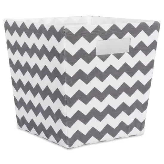 DII&reg; 11" Trapezoid Polyester Chevron Storage Bin Gray {1}