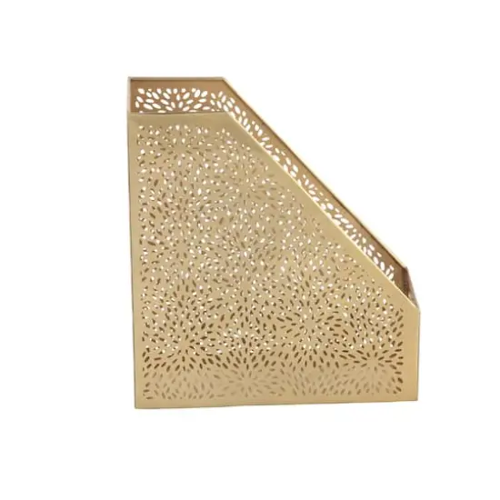 CosmoLiving by Cosmopolitan 12" Gold Iron Glam Magazine Holder {3}