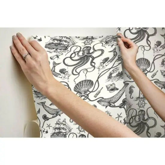 RoomMates Deep Sea Toile Peel & Stick Wallpaper Black and White {12}