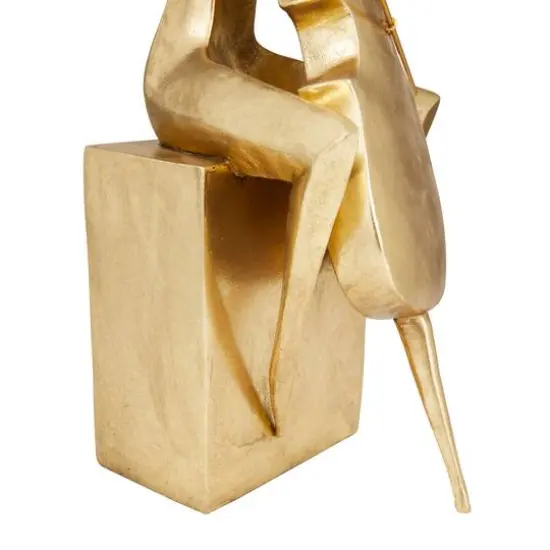 Gold Polystone Contemporary Sculpture, 17" x 12" x 7" {5}