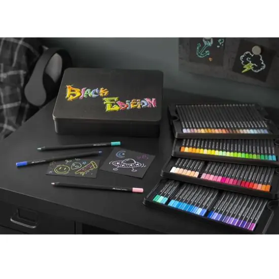 Faber-Castell&reg; 100 Color Black Edition Colored Pencil Tin Set {11}