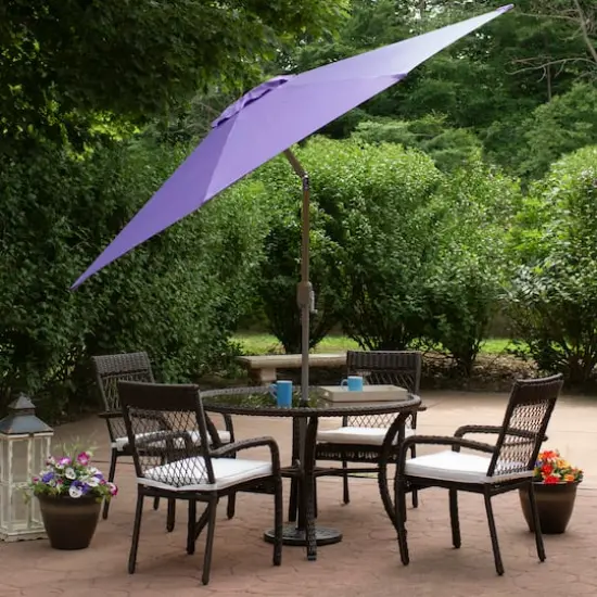 9ft. Outdoor Patio Market Umbrella with Hand Crank & Tilt Purple/Brown {4}