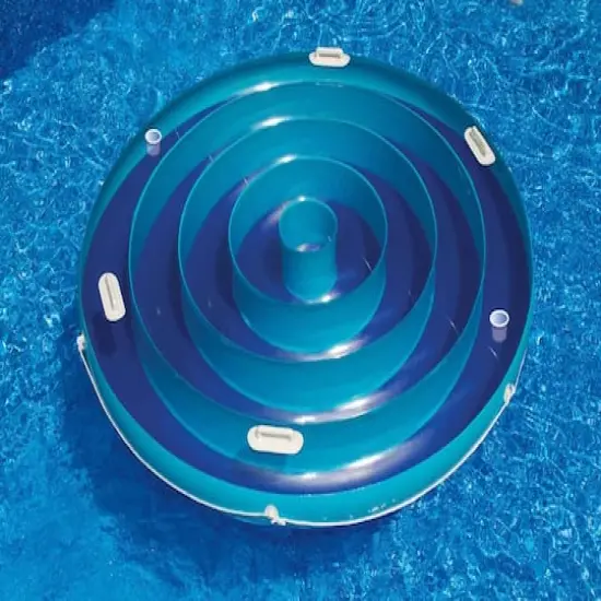 84" Solstice Inflatable Round Jumbo Island Swimming Pool Raft Lounger {4}