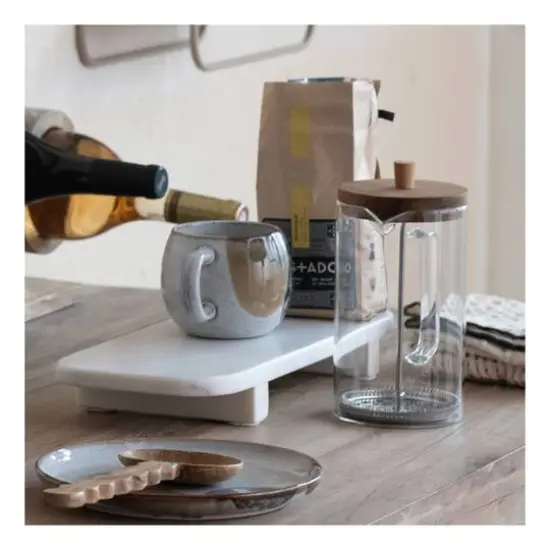 Hello Honey® 36oz. Glass & Stainless Steel French Press Coffee Maker with Acacia Wood Lid {3}