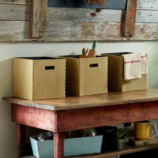 Household Essentials Woven Paper Storage Cube Basket Set {4}