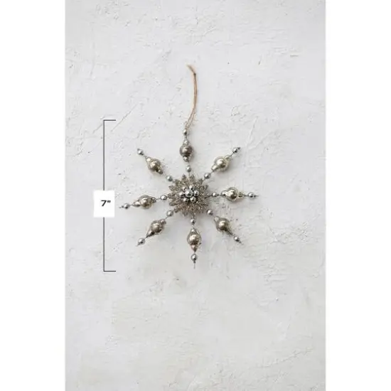 Hello Honey&reg; 7" Silver Glass Snowflake Ornament {4}