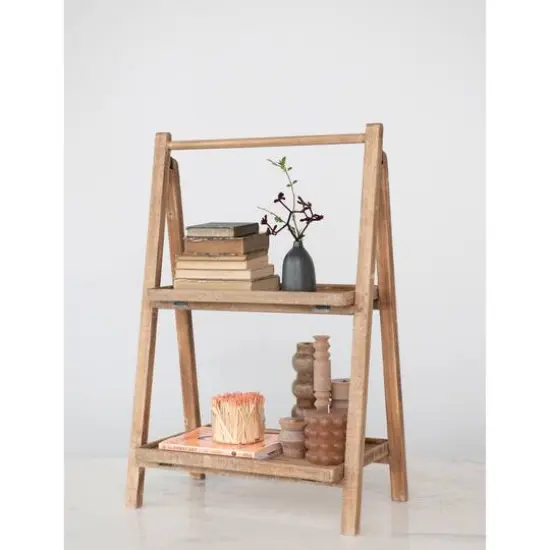 Hello Honey® 3ft. 2-Tier Natural Wood Folding Storage Stand {3}