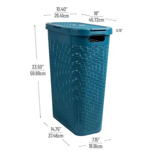 Mind Reader 23.5" Plastic Slim Laundry Hamper Blue {4}