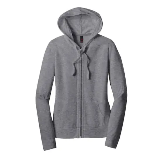 District&reg; Women's Fitted Jersey Full-Zip Hoodie Dark Heather Gray {1}