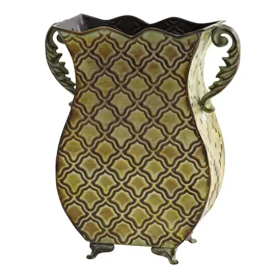 11.25'' Green Venetian Verdigris Metal Planter {1}