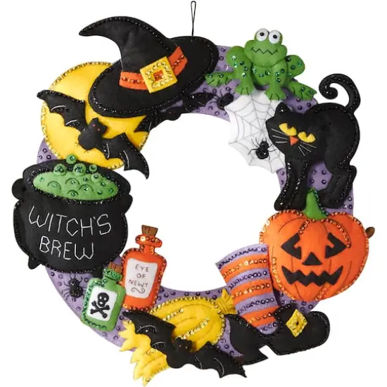 Bucilla Witch's Brew Halloween Felt Wreath Kit {3}