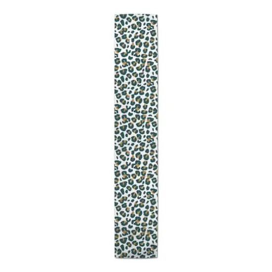 90" Leopard Cotton Twill Runner White {4}