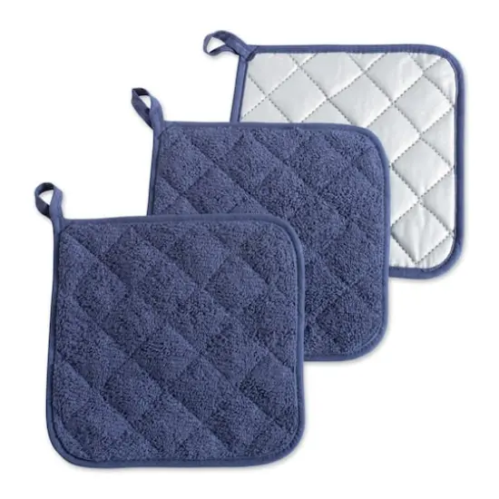 DII&reg; Terry Cloth Potholders, 3ct. Blue {1}