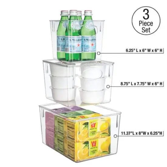 Sorbus Small, Medium & Large Clear 3 Bin Set {5}