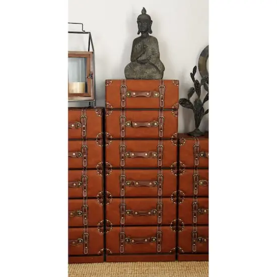 42" Tan Faux Leather Traditional Chest {4}