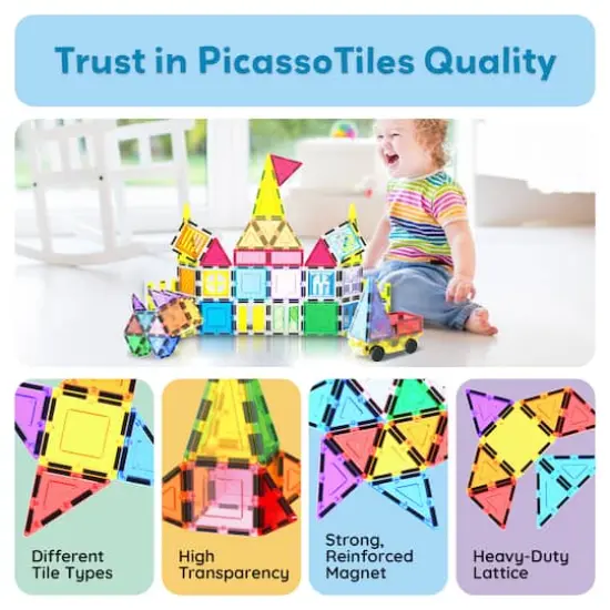 PicassoTiles 61-Piece Magnetic Tile Set with Windows & Doors {9}