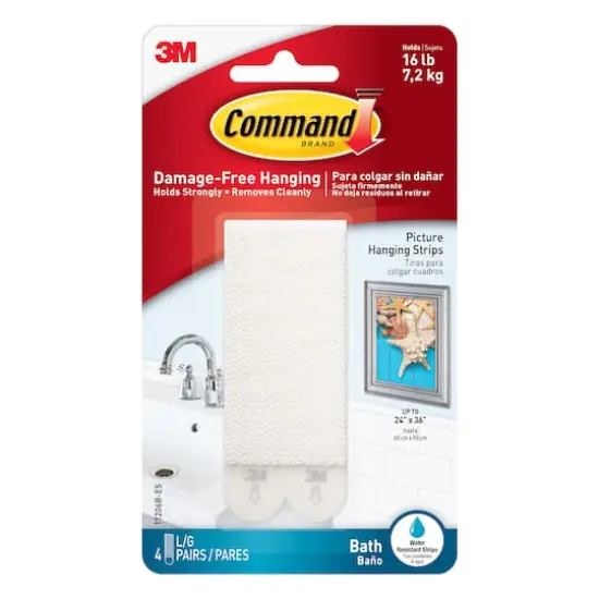 Command&trade; White Large Bath Picture Hanging Strips {1}