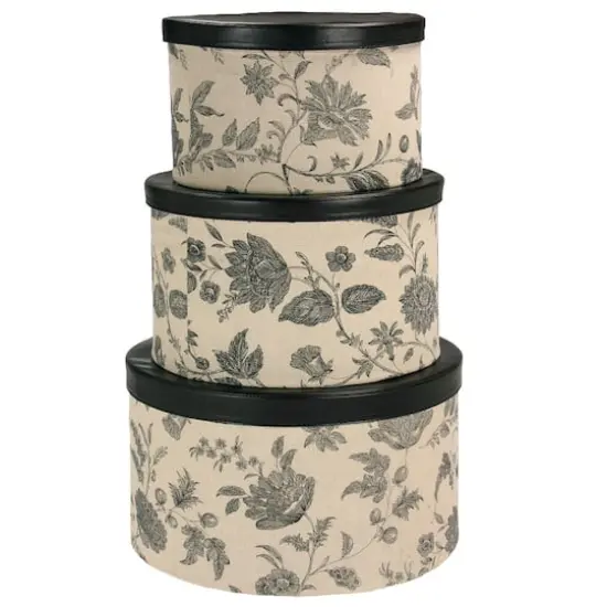 Household Essentials Round Hat Boxes with Lids (Floral) {1}