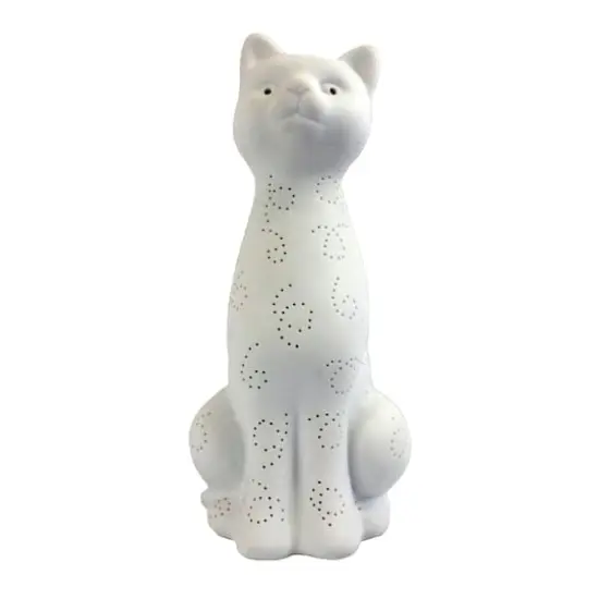 Simple Designs Porcelain Kitty Cat Shaped Animal Light Table Lamp {1}