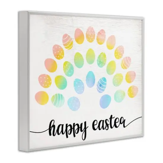 Stupell Industries Happy Easter Phrase Patterned Egg Rainbow Framed Giclee Art White {4}
