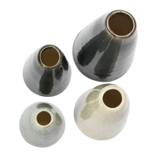 Hello Honey&reg; Decorative Conical Stoneware Vase Set Gray Tone {4}