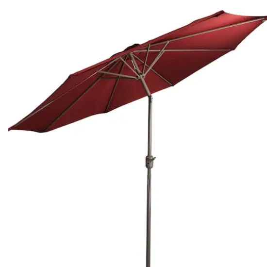 9ft. Outdoor Patio Market Umbrella with Hand Crank & Tilt Burgundy/Brown {6}