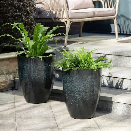 Glitzhome® 17" Eco-Friendly Oversized Faux Ceramic Tall Bowl Planters, 2ct. Black {3}