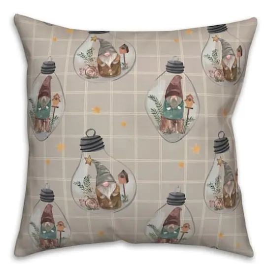 Gray & White Check Gnome Globe Pattern Throw Pillow {3}