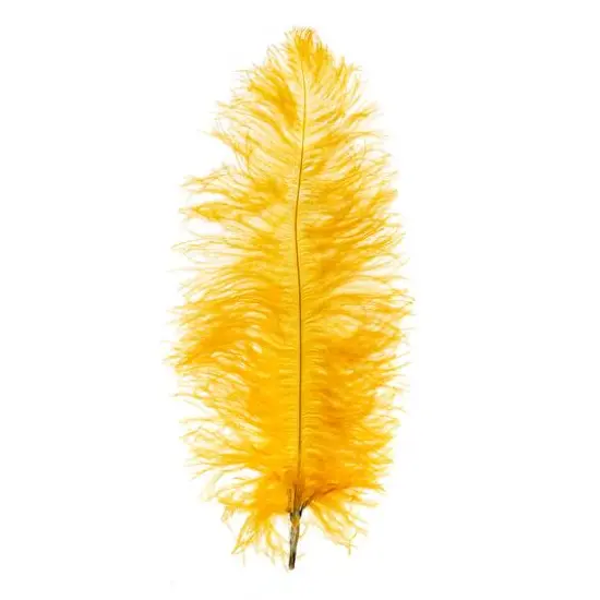 John Bead 11"-13" Ostrich Drab Feather Golden Yellow {4}