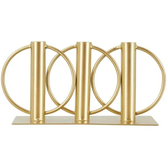 11" Gold Metal Overlapping Circular Ring Candelabra {9}