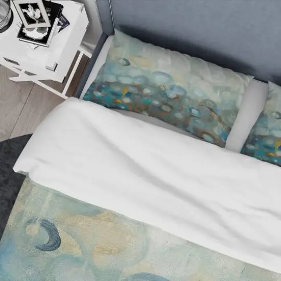 Designart 'Blue and Bronze Dots on Glass II' Geometric Bedding Set - Duvet Cover & Shams {6}