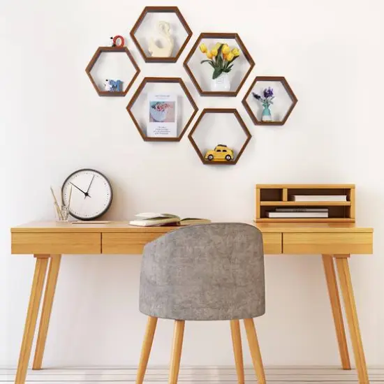 NEX&trade; Hexagon Floating Shelf Set Burnt Brown {4}