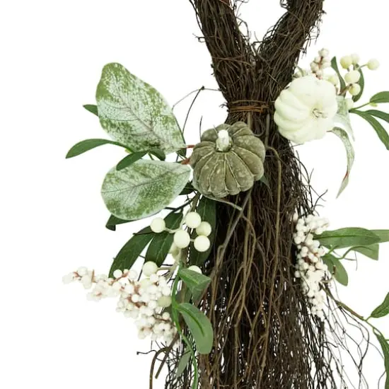 24" Pumpkins & Berries Artificial Fall Harvest Twig Teardrop Swag {3}