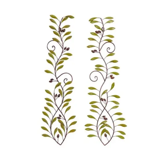 Green Metal Traditional Leaves Wall D&eacute;cor Set {1}
